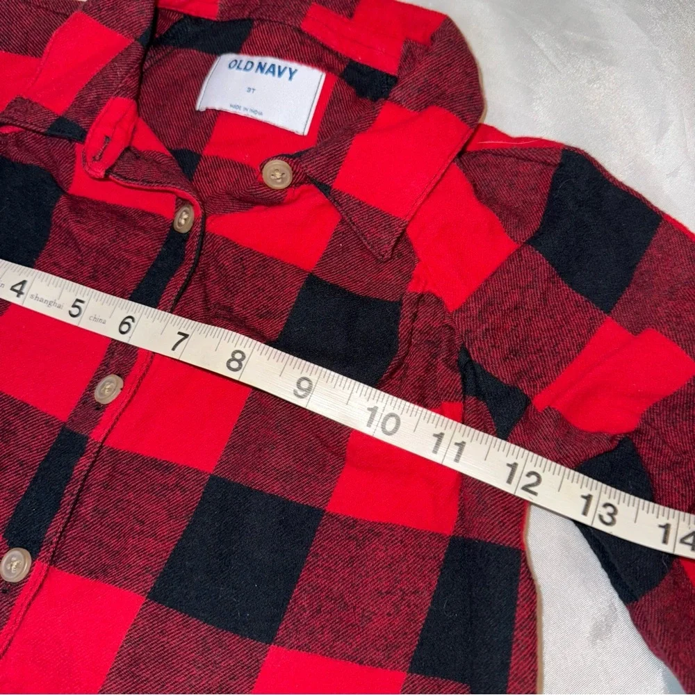 Old Navy Toddler Girl Red/Black Plaid Button-Up Long Sleeve Dress Christmas‎ 3T